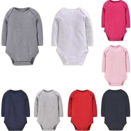 New 2020 Newborn Baby Boys Girls Bodysuit Autumn Winter Long Sleeve Solid Romper Jumpsuit Toddler Playsuit Infant Clothing