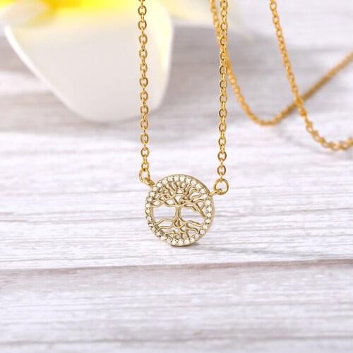 Tree of Life Pendant Necklace Gold Color Aesthetic Chain Choker Necklace Women Party Fashion Jewelry Mother Gifts one piece
