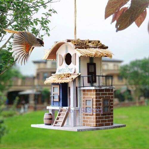 Bird house Bird nest villa Handmade wood Creative and cute Home outdoor decorations Forest Park Wild bird house protection
