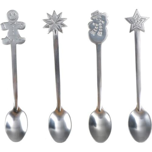 4 pcs/set Stainless Steel Coffee Spoon Christmas Coffee Spoons For Kid Drinking Tea Spoon Christmas Tableware gifts 2021New
