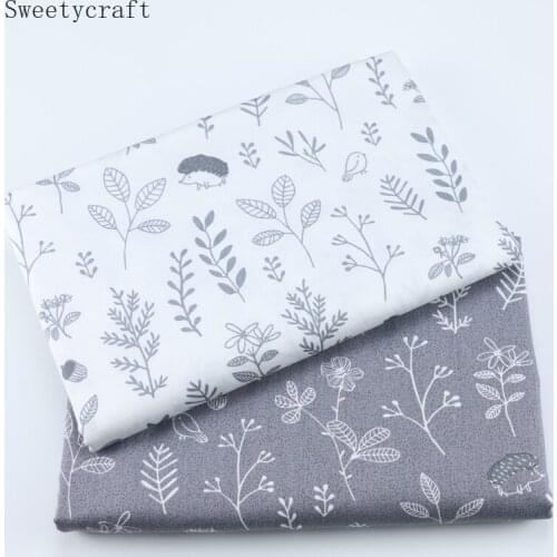 White Grey Leaves Printed Twill Fabric Cotton By Half Meter For Sewing Baby Dress Bed Sheet Patchwork Cloth hometextile 160x50cm