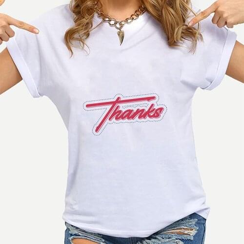 Thanks T-Shirts Women T Shirts Have A Nice Day Vogue Well Being Short Sleeve Spain France Streetwear Summer White Top Ropa Mujer