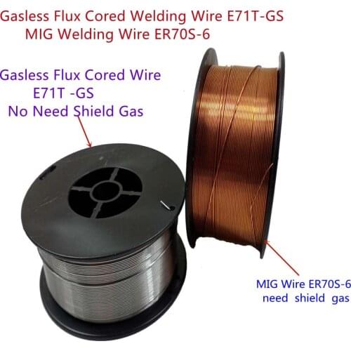 MIG Welding Wire ER70S-6 Gasless Flux Cored Wire E71T-GS 1kg 0.6/0.8/1.0mm Gas Shield or No Gas Carbon Steel Welding Material