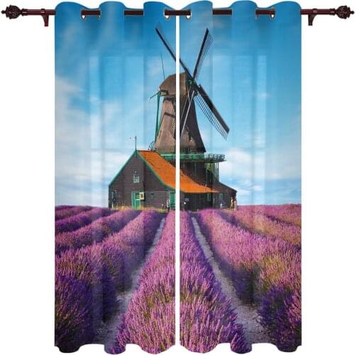 Lavender Windmill Farm Large Curtains For Living Dining Modern Simple Curtains Finished Curtains For Dining Room Bedroom