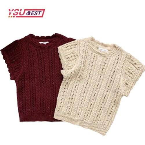Baby Girls Sweaters Baby Girl Solid Short Sleeve Pullover Sweaters Baby Boys Sweaters Knit Vest Kids Toddler Autumn Outerwear