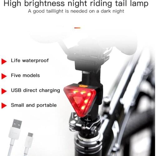 Triangle Bicycle Tail Light LED Bike Rear Light USB Rechargeable Cycling Taillight Riding Safety Warning Lamp Bike Accessories