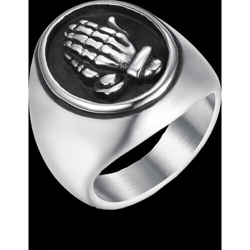 Unique Mens Vintage Virgin Mary Praying Lucky Hands Mens Ring Party Biker Jewelry Gift for him