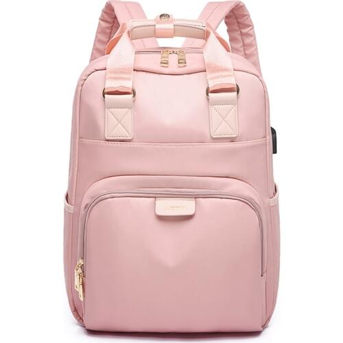 Waterproof Laptop Backpack Female Fashion Girl Backpack 13-15.6 Inch Backpack Women Men Oxford Cloth Black Pink