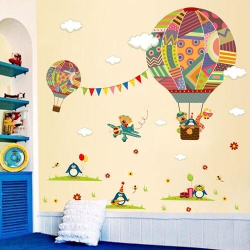 90cm X 30cm Hot Air Balloon Wall Stickers For Baby Kids Room Decoration Removable Art Bedroom Decoration Wall Decals