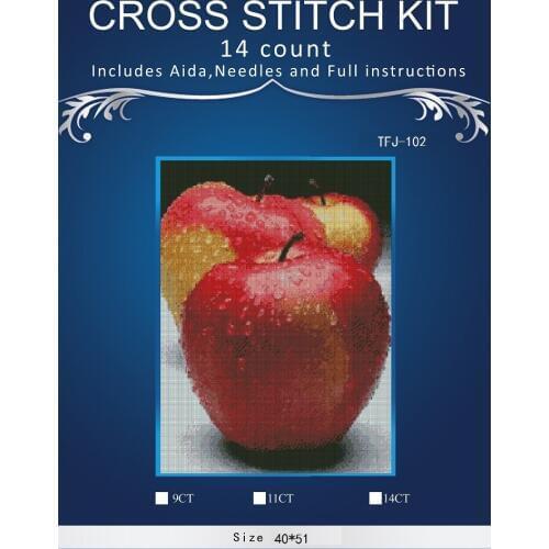 Embroidery Counted Cross Stitch Kits Needlework - Crafts 14 ct DMC Color DIY Arts Handmade Decor -red apple