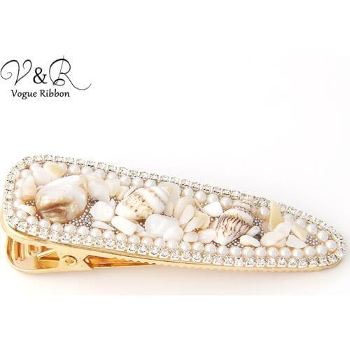 Imitation Gold/silver Plated Hair Clip Hair Accessories With Dense Shell And Acrylic Pearl 2019 New Trendy Korea Hair Jewelry