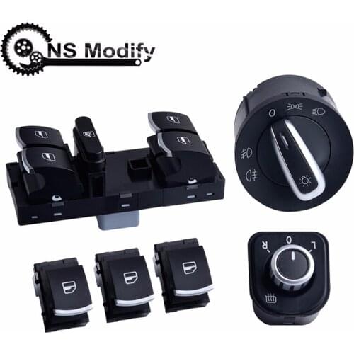 NS Modify 6pcs/set Mirror Headlight Fog Lamp Window Control Button Switch For VW Jetta Mk5 Golf GTI 5 6 Tiguan Passat B6 B7 CC