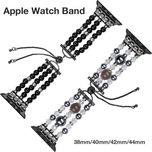For Apple Watch Bands 38mm 42mm Fashion Handmade Elastic Stretch Pearl Bracelet Replacement Women Girls iWatch Series 5/4/3/2/1