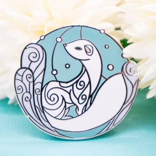 Cartoons Ferret Ermine Snow Mink Enamel Brooch Pin Backpack Hat Bag Lapel Pins Badges Women Mens Fashion Jewelry Accessories