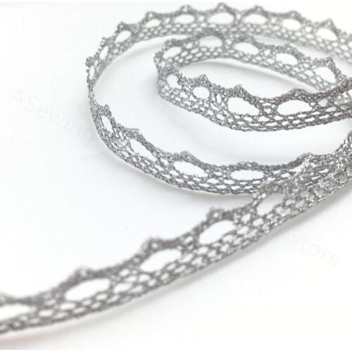 1 yards 8mm Quality Silver Wedding Vintage Narrow Tooth Lace Trim. Apparel Lace Trimming Garment Accessory 5BB5470