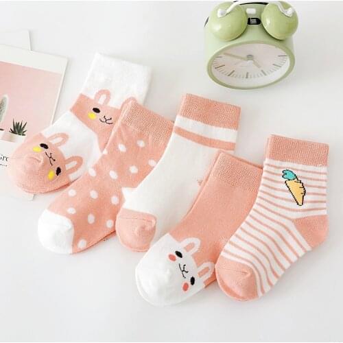 5 Pairs / lot Baby Socks High Quality New Knit Soft Newborn Toddler Infant Kids Girls Boys Non Slip Cotton Fashion Cute Socks