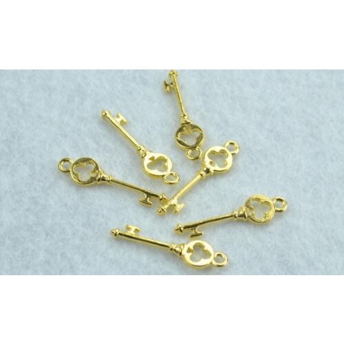 50pcs Gold color key Charms Necklace Pendant Bracelet Jewelry Making Handmade Crafts diy Supplies 28*8mm O221