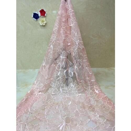 7 colors Bridal french lace fabric african tulle lace fabric 5 yards stones net lace fabric SYJ-9723 for dress