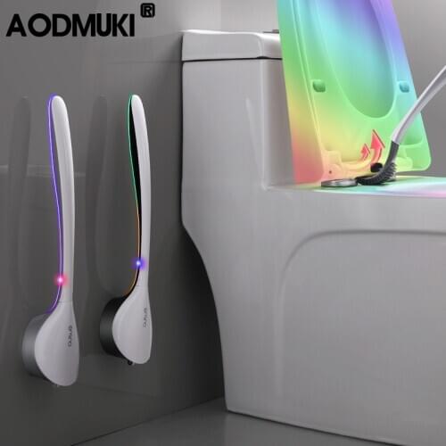 AODMUKI TPR Silicone Brush Head Toilet Brush No Dead Corner Wash Toilet Brush Household Wall-Mounted Creative Bathroom Cleaning