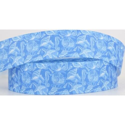 Shell printed grosgrain blue ribbon Clothing accessories, for DIY accessories handmade materials 16mm 22mm 25mm 38mm 57mm 75mm