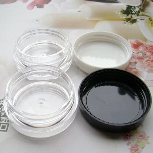 Freeshipping Wholesale 3g Plastic Cosmetic Jar Empty Lotion Container Refillable Jar Eyecream Box White/ Black Cap