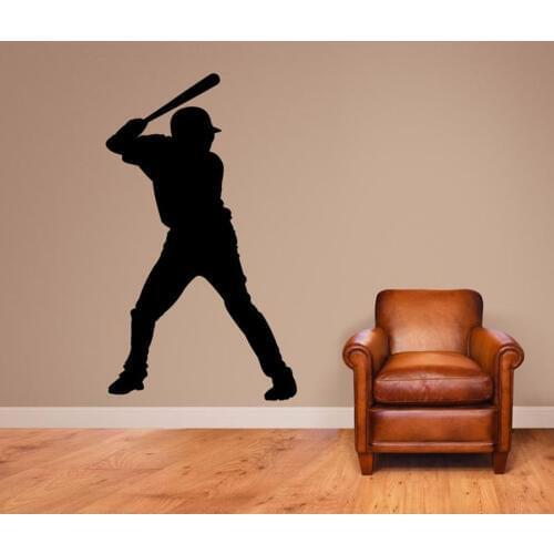 Baseball Batter Silhouette Wall Decal Kids Room Sports Art Stickers Man Cave Sport Bar Wall Decor Bedroom Sticker Mural G518