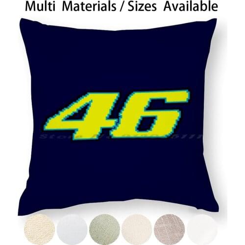 Number 46 Pixeled Pillow Case Throw Pillow Cover Cotton Linen Flax Helmet Motorbike Motorcycle Racing Racer Bike Enthusiast