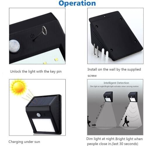 Motion Sensor Light Outdoor 20 LEDs Solar Power Lamp Garden Street Decoration Porch Light Waterproof Night Emergency wall Lamps