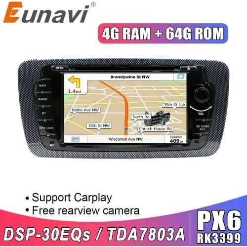 Eunavi 2 Din Android Car Radio Audio DVD For Seat Ibiza 6j 2009 2010 2011 2012 2013 Multimedia Player 2Din Screen GPS Navigation