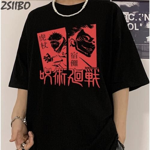 Jappanese Anime T-shirt Jujutsu Kaisen Mens tshirt Yuji Itadori Print Summer Cool Unisex Short Sleeve T Shirt Male Fashion Tops