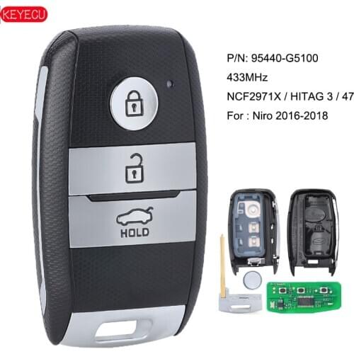 KEYECU 95440G5100 Keyless-Go Smart Remote Key 3 Button FSK 433MHz ID47 Chip for KIA Niro 2016 2017 2018 P/N: 95440-G5100