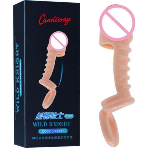Cock ring sleeves delay penis ring Silicone penis extender Cage Impotence Erection Sex aid cover Erectile Dysfunction for men