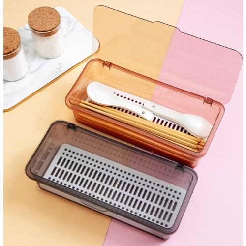 Kitchen Drawer Organizer with Lid and Drainer Plastic Kitchen Cutlery Tray Home Space Saving Utensil Storage Container