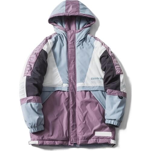 Western Style Fashion Color Patchwork Printed Mens Thicken Hooded Jackets Hip Hop Winter Casual Male Pullover Wincheater Coats