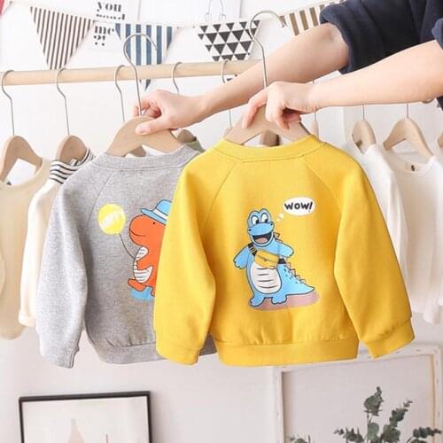 Cartoon Animal Jacket Kids Boys Long Sleeve Round Neck Sweatshirt Girls Spring Casual Sweater Outer Clothing For Baby Children