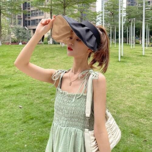 YQYXCY Summer Hat Women Folding Sunshade UV Sun Protection Shell Shape Sunscreen Hat Beach Leisure Double Layer Empty Top Hat