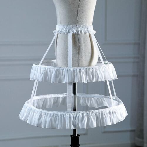Fashion White Black 2 HoopsShort Petticoat Crinoline Wedding Bridal 2 Layers Ruffles Petticoat For Cosplay Dresses Underskirt