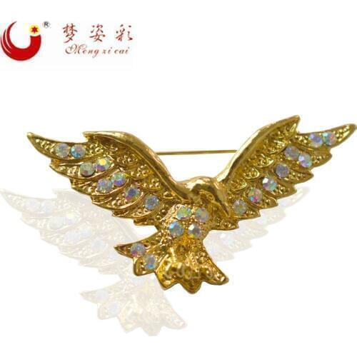 MZC Retro Alloy Crystal Eagle Broochs for Best Friends Designer Wedding Bouquet Part Brooches Animal Brosche Channel Pin Broche