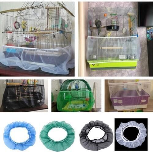 Nylon Mesh Bird Cage Cover Shell Skirt Net Easy Cleaning Seed Catcher Guard Bird Cage Accessories Airy Mesh Parrot Bird Cage Net