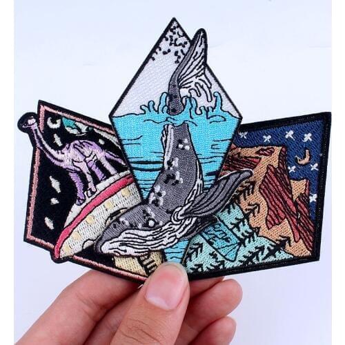 New Trave Patch Mountain Rivers Iron On Patches For Clothing Camping Embroidered Badge Applique On Clothes DIY Frbic Accessories