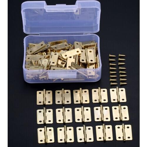 100Pcs Jewelry Wood Boxes Decorative Hinge 23*19mm Cabinet Door Furniture Hinge +Screws +Storage Box Furniture Fittings