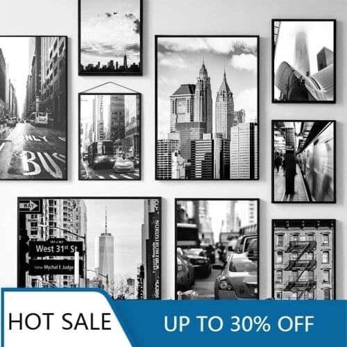 New York City Poster Landscape Building Canvas Painting Black and White Posters and Prints Wall Art Pictures For Home Decoration