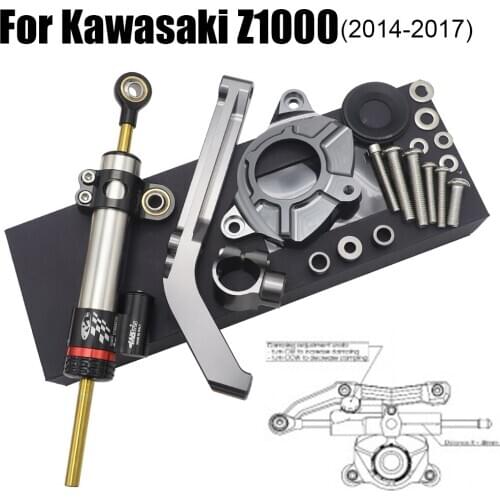 Motorcycle Full set CNC Steering Damper Stabilizerlinear Linear Stabilizer Bracket for KAWASAKI Z1000 2014 2015 2016 2017