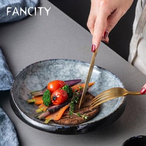 FANCITY Japanese-style hotel tableware creative dishes ceramic special-shaped western art dishes commercial personalized home