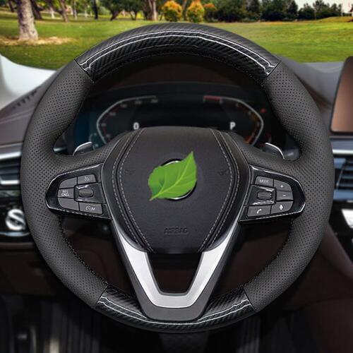 DIY Black Genuine Leather Carbon Fiber Car Steering Wheel Cover For BMW X3 G01 X4 G02 X5 G20 G21 G30 G31 G32 G05 X7 G07 Z4 G29