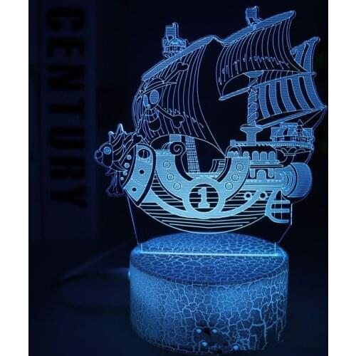 One Piece Night Light Luffy Sanji Zoro Nami 3D LED Illusion Table Lamp Touch Optical Action Figure Lamp Bedside Decor Model Toy