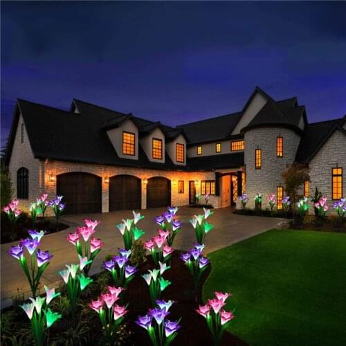LED Solar Light Artificial lilies Simulation Flower Outdoor Waterproof Garden Lawn landscape Lamps Yard path Courtyard Decor