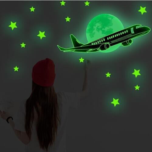 Luminous Airbus Star Wall Stickers for Children Kids room Bedroom Wall Home Decoration Glow in the Dark Wall Decals Sticker