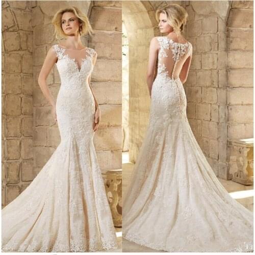 Vintage Ivory Mermaid Party Dress Sleeveless Lace Trumpet Banquet wedding Dresses