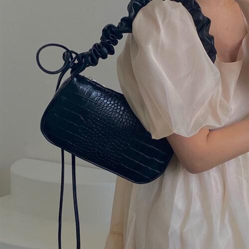 Fashion Design Women Shoulder Messenger Bag Simple Pleated Strap Ladies Underarm Bags Solid Color Female Clutch Purse Handbags